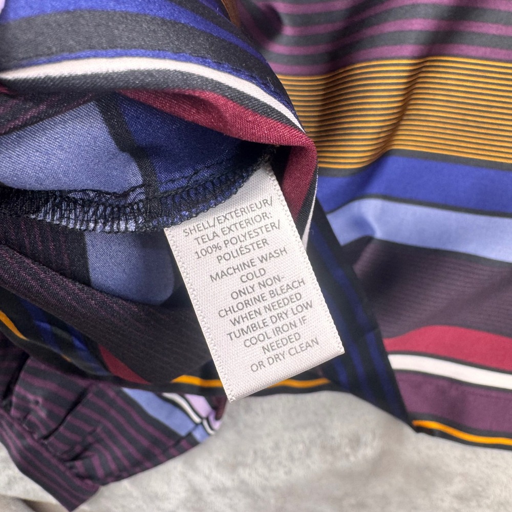LOFT Womens Small Striped Long Sleeve Blouse Purple Blue Red Puff Sleeve Top - Picture 5 of 5